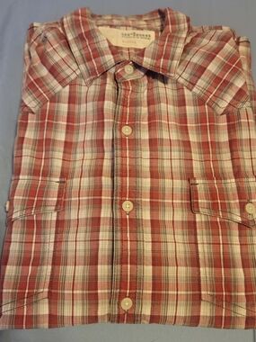 urban pipeline Red and White Plaid Short-Sleeve Button-Up Shirt